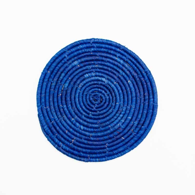 Sottopiatto sottopentola in fibra naturale rafia 30cm Blu