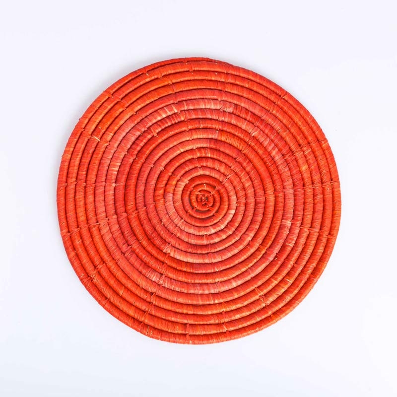Sottopiatto sottopentola in fibra naturale rafia 30cm Rosso