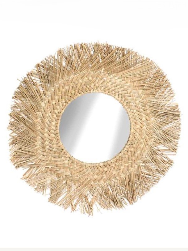 Specchio rotondo in fibra NATURAL RAYS da parete