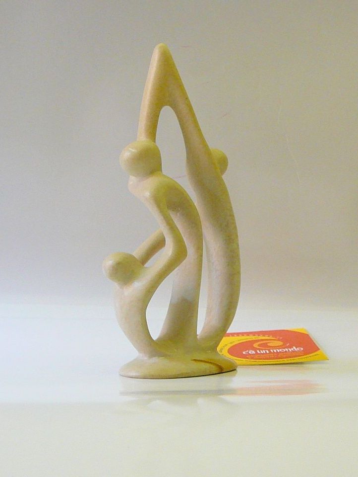 STATUA famiglia in pietra saponaria a punta 15cm