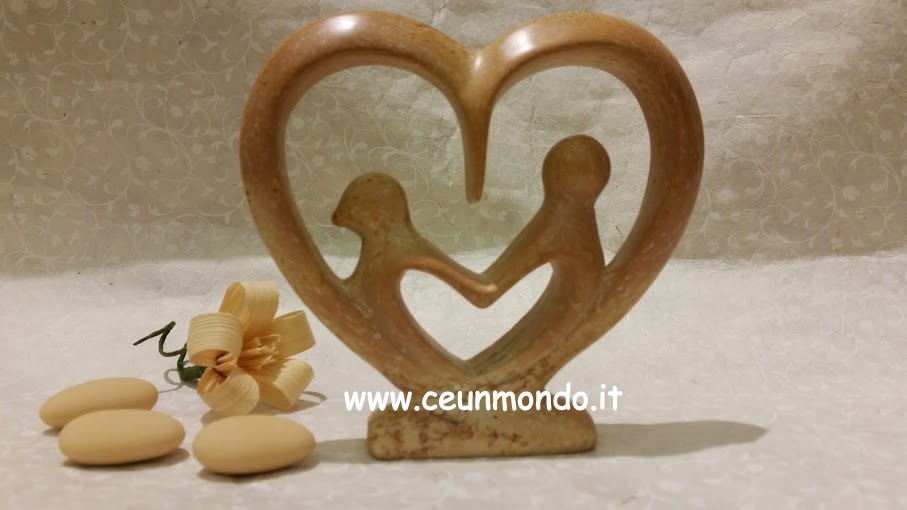 STATUETTA doppio cuore in pietra saponaria