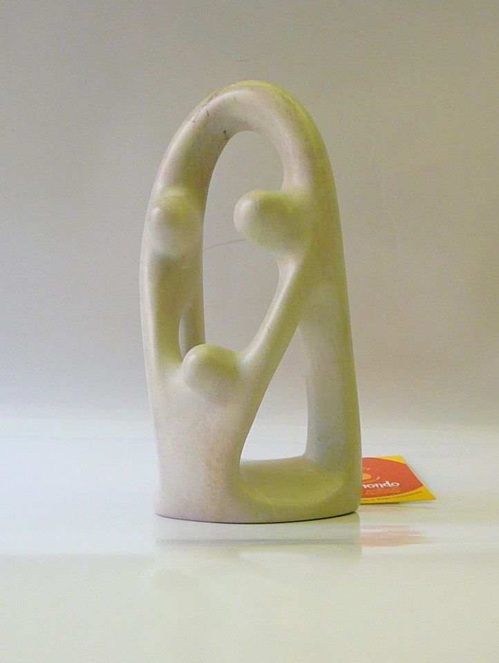 STATUA famiglia in pietra saponaria 15cm