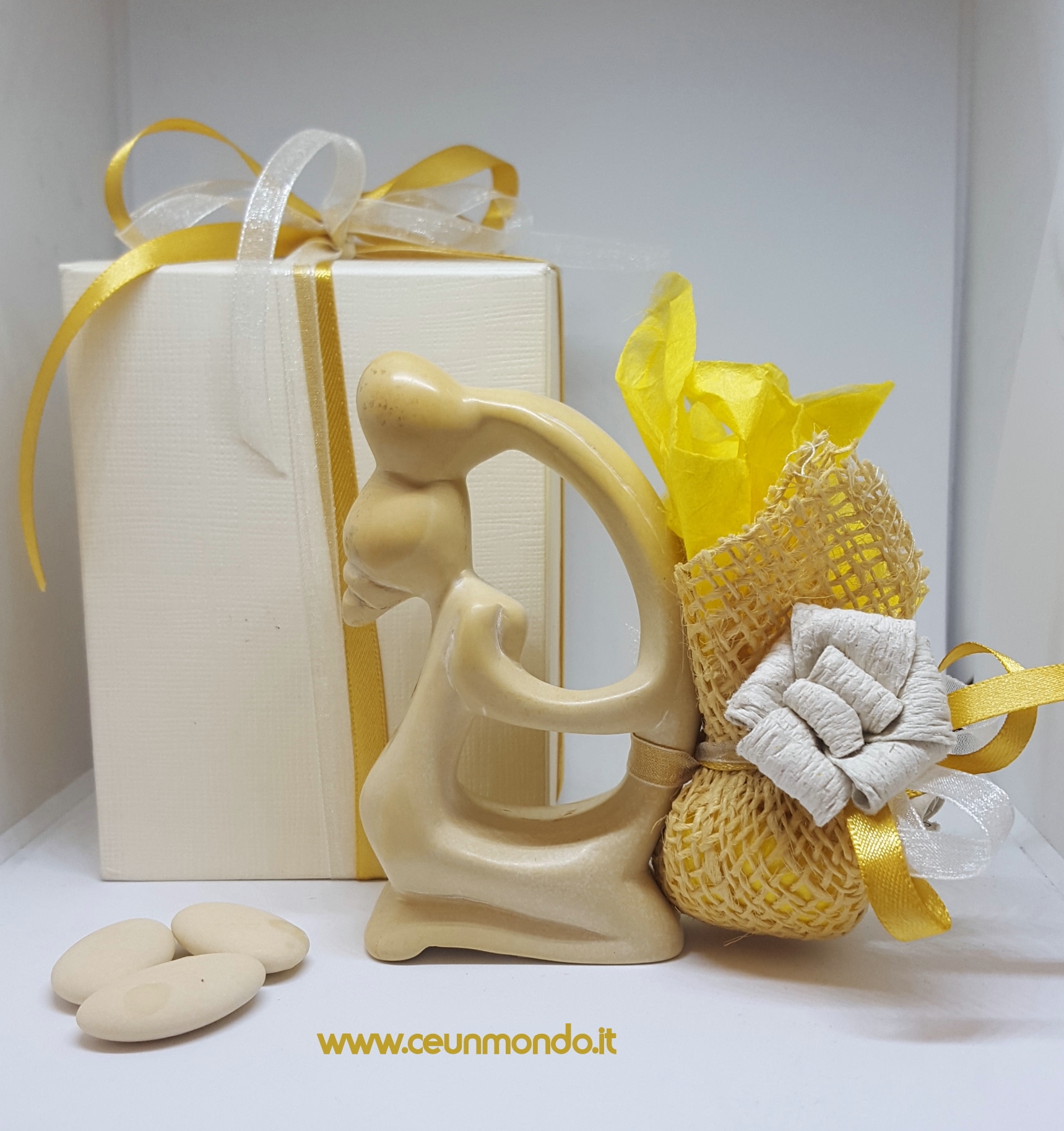 Statua con portaconfetti Nozze d'oro