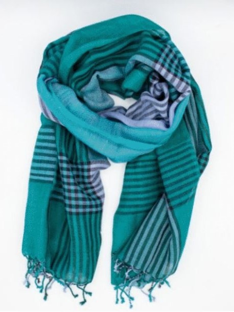 Sciarpa in lana verde blu tartan Crocus On Earth