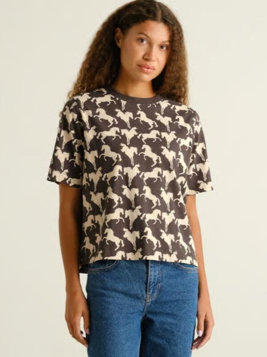 T-shirt donna Wild horses cotone bio
