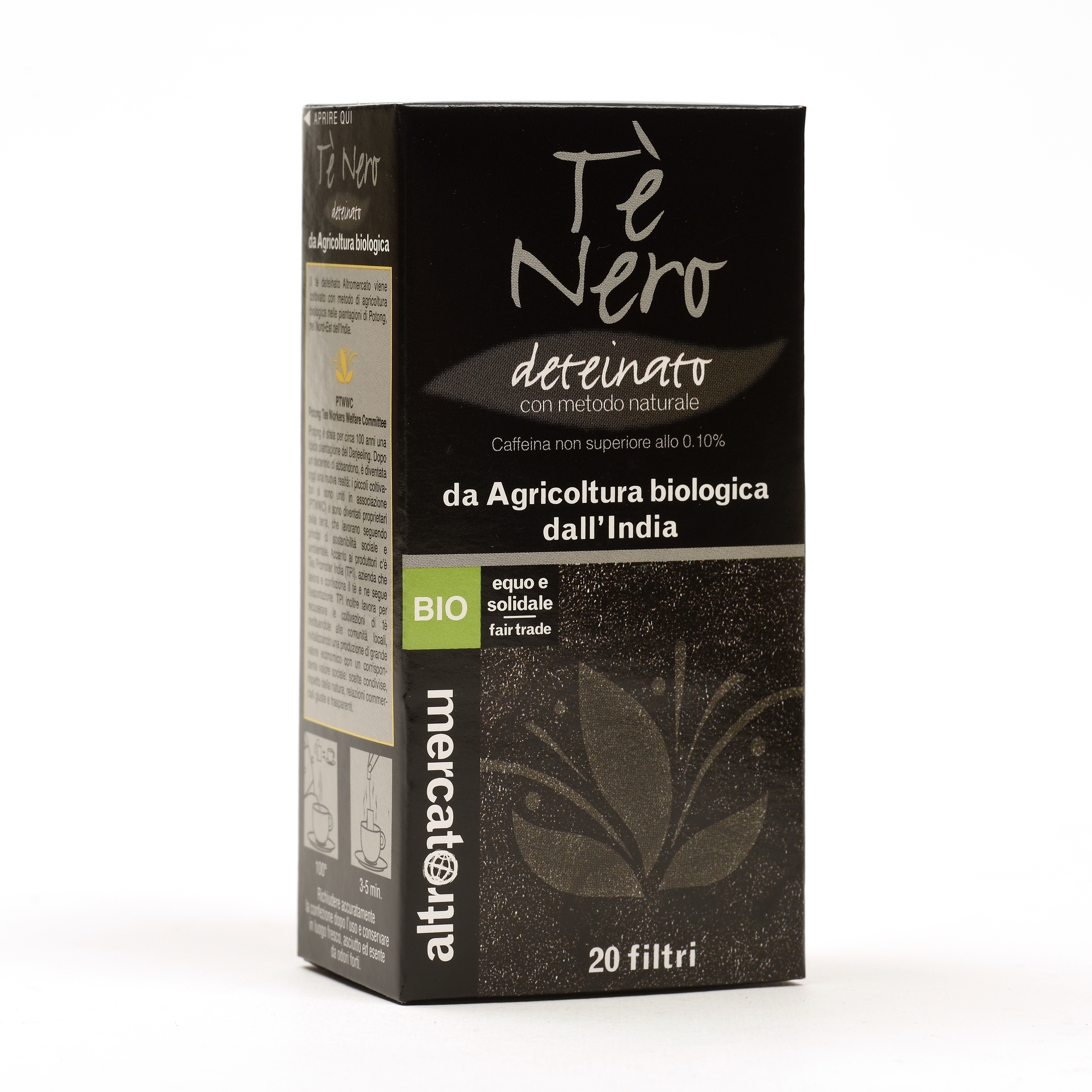 Tè nero Deteinato Bio India in filtri - Altromercato