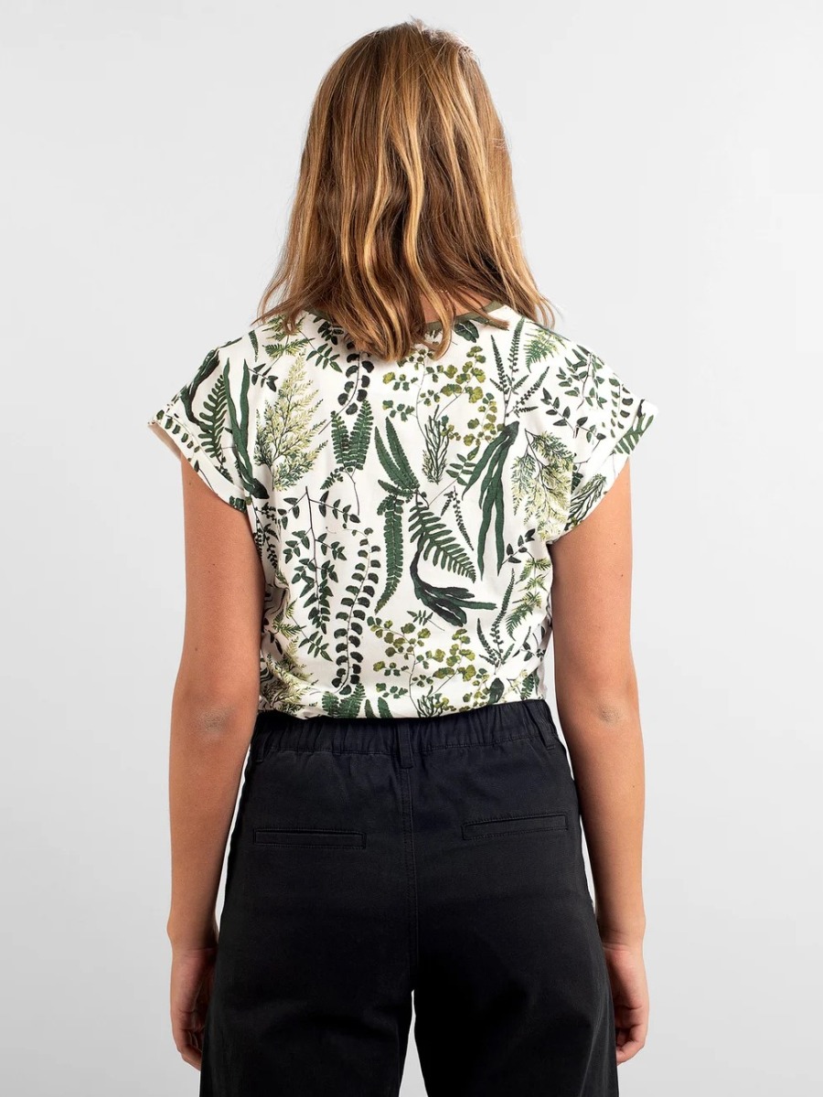 T-shirt cotone organico Garden di Dedicated con una stampa estesa con le foglie verdi a manica corta