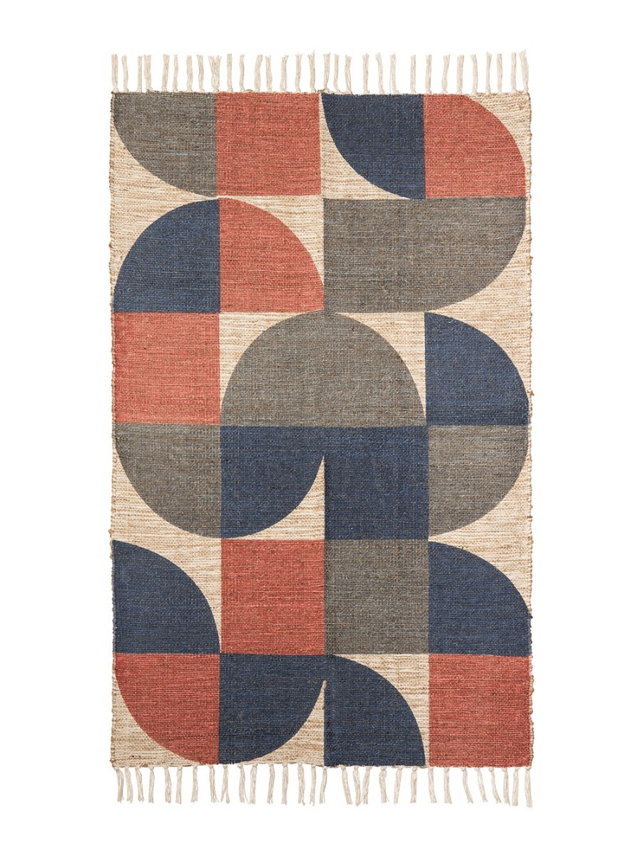 Tappeto moderno RETRO Blu grigio rosso