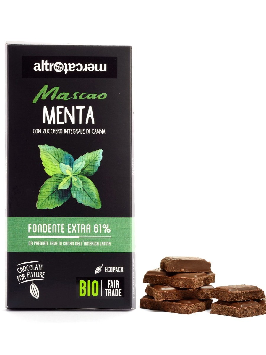 Cioccolato fondente extra con menta Bio - Mascao 100gr