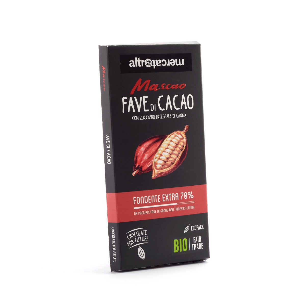 Tavoletta di cioccolato fondente con fave di cacao Mascao
