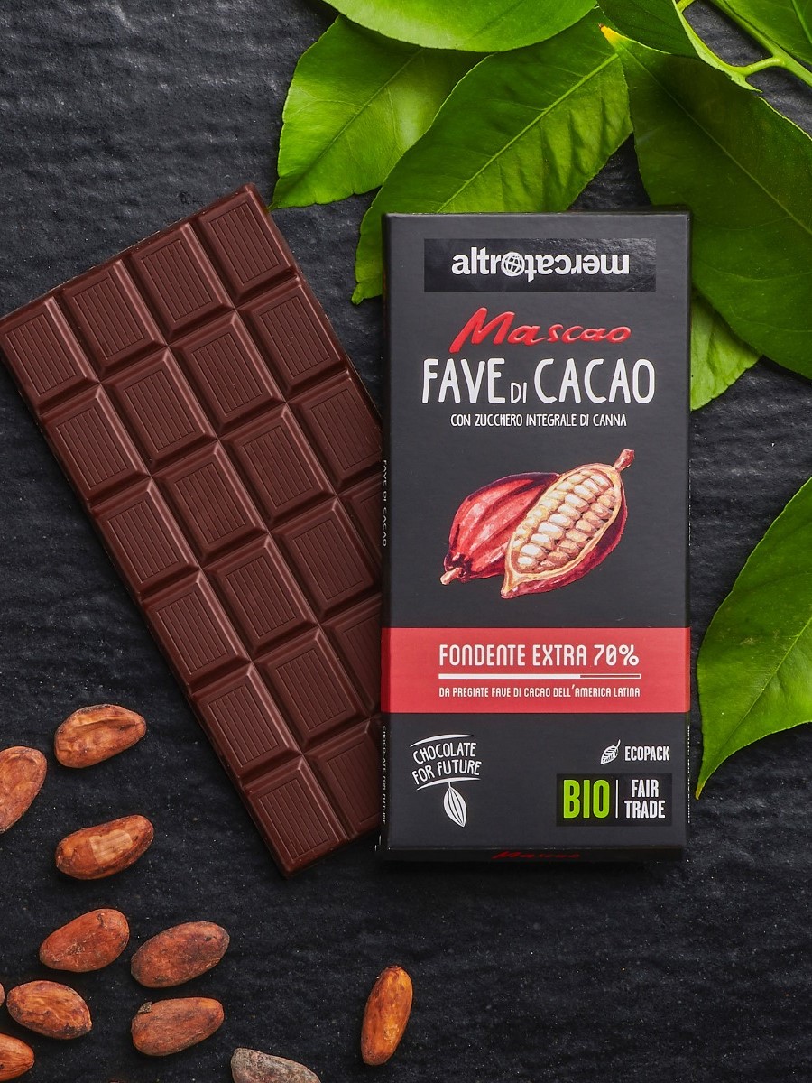 Cioccolato Mascao fondente 70% con fave di cacao