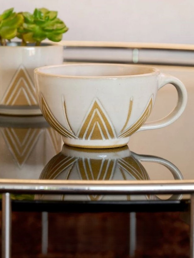 Tazza da tè cappuccino Himalaya bianca
