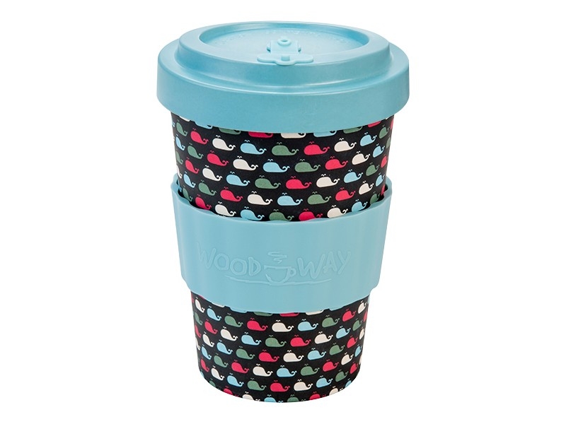 Eco Tazza in fibra di bamboo con coperchio WHALES