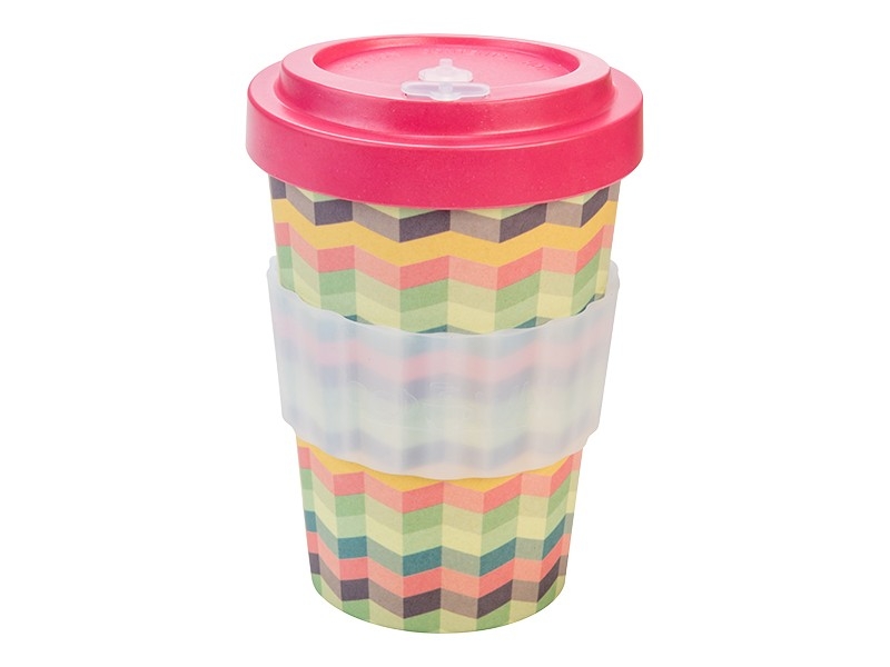 Eco Tazza in fibra di bamboo con coperchio ZIG ZAG