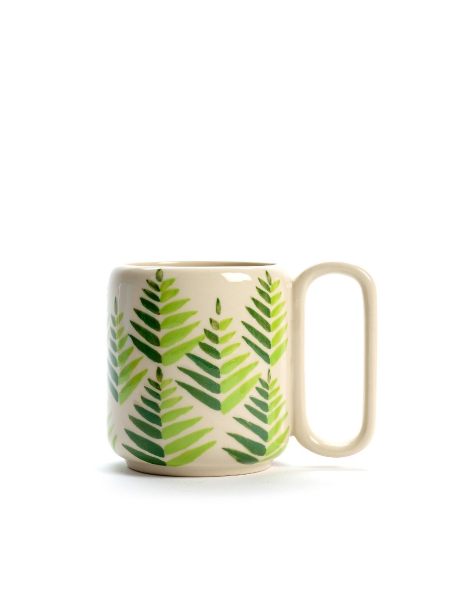 Tazza Mug media in ceramica Foglie Verdi