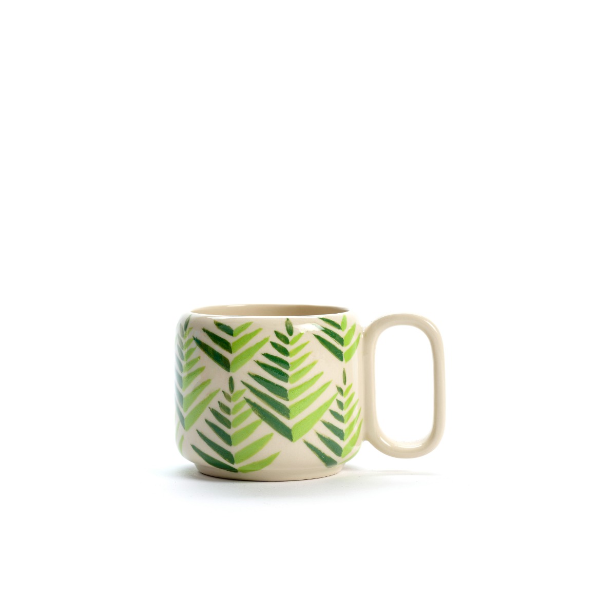 Tazza Mug piccola in ceramica Foglie Verdi equo solidale Altromercato.