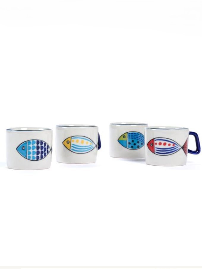 Tazzina da caffè con piattino in ceramica PESCI KAA