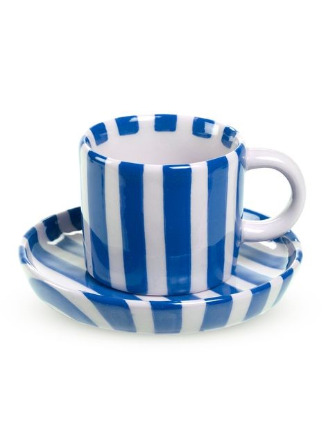 Tazzina da caffè con piattino in ceramica RIGHE BLU