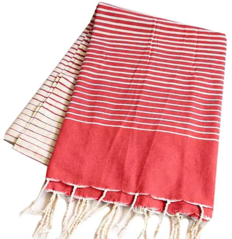 Telo mare in cotone rosso corallo