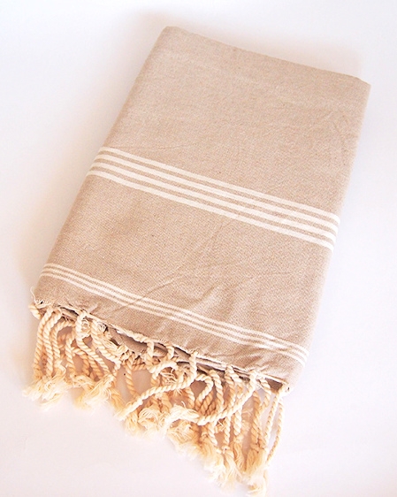 Telo mare in 100% cotone a righe 100x200cm righe Sabbia