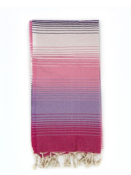 Telo mare in 100% cotone a righe Lilla viola