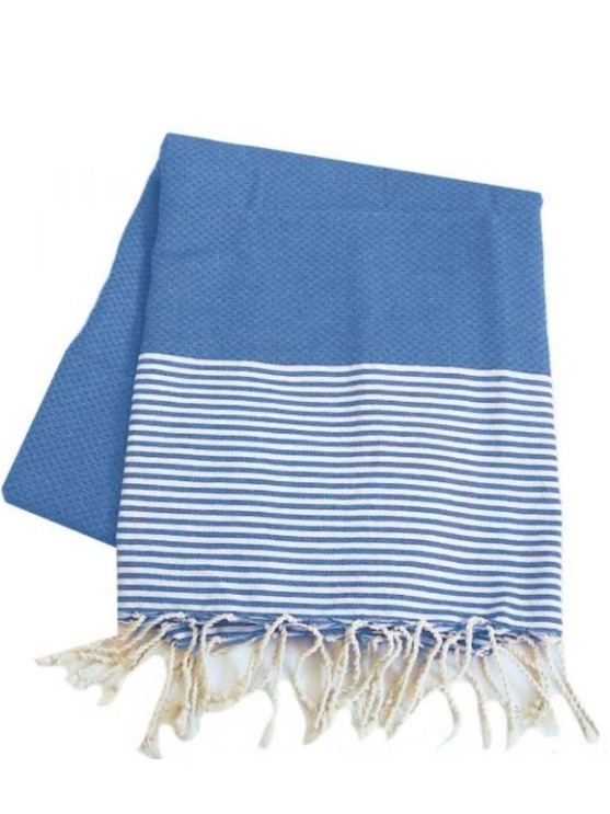 Telo mare 100% cotone nido ape Nid Blu, 100x200cm