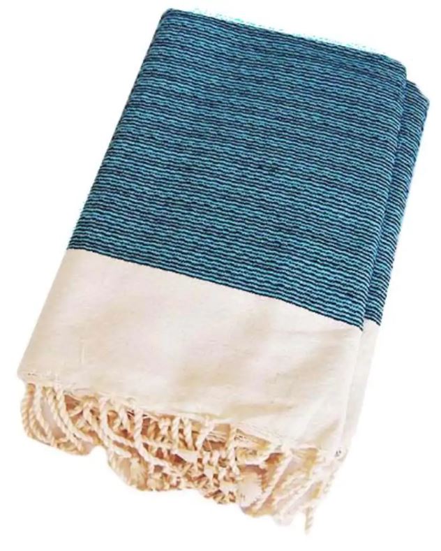 Telo mare in 100% cotone a righe Onda Blu 100x200cm 