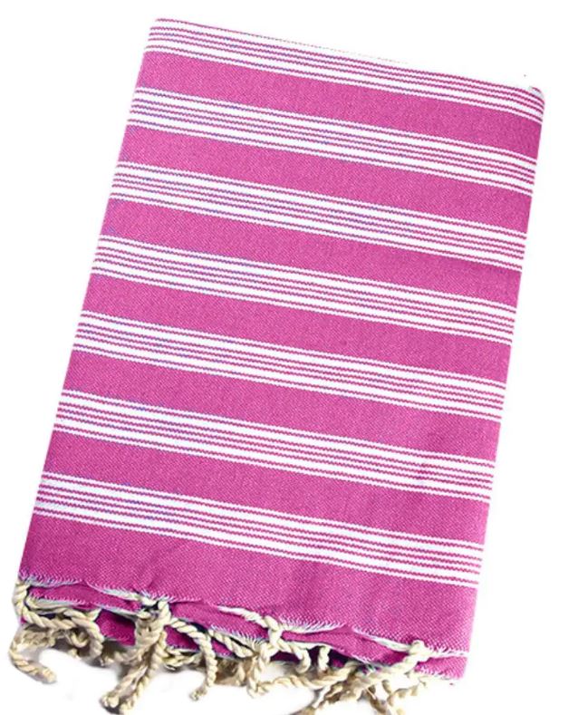 Telo mare in puro cotone fucsia