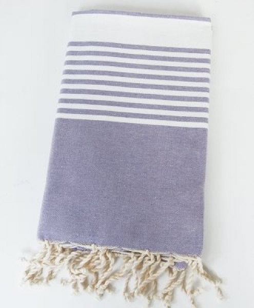 Telo mare in 100% cotone a righe 100x200cm righe Lilla