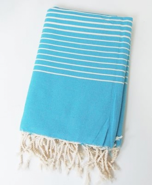Telo mare in 100% cotone a righe 100x200cm righe Turchese