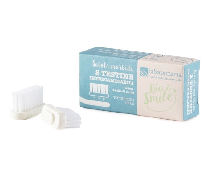 Testine intercambiabili per spazzolino in fibra vegetale setole MORBIDE (2pz) - La saponaria 