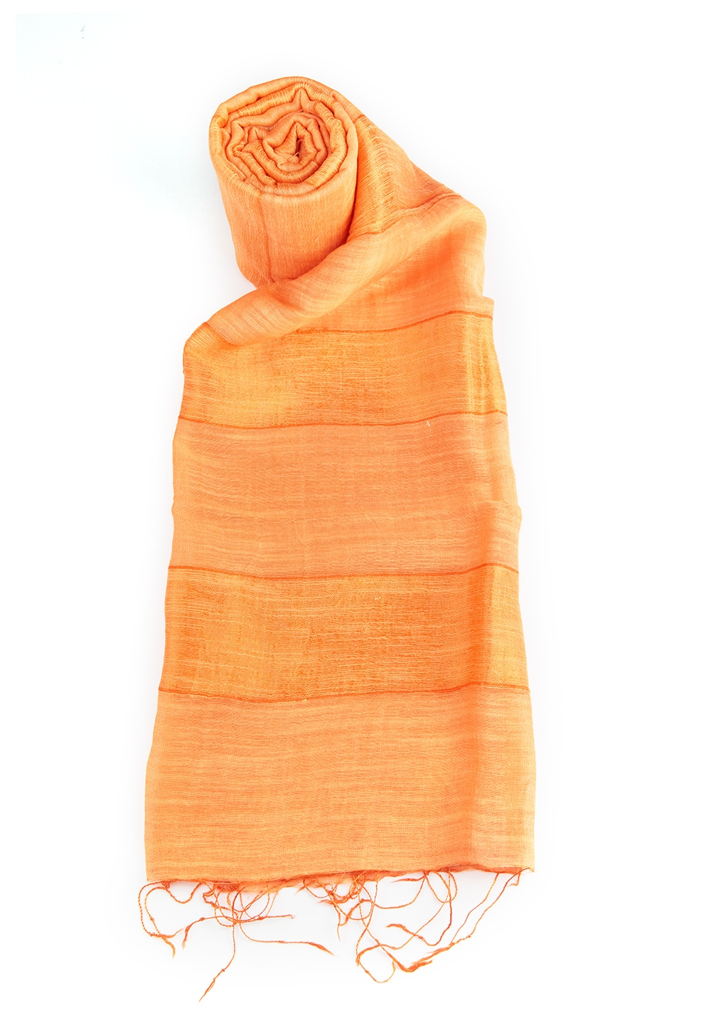 Sciarpa 50% seta 50% cotone Tinta Unita righe Orange Sun