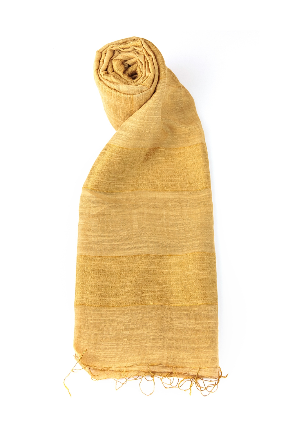 Sciarpa 50% seta 50% cotone Tinta Unita righe Lemon Gold