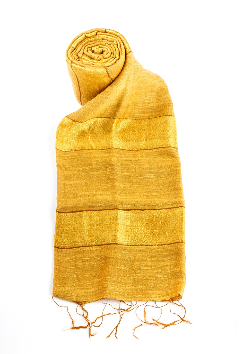 Sciarpa 50% seta 50% cotone Tinta Unita righe Golden Oak