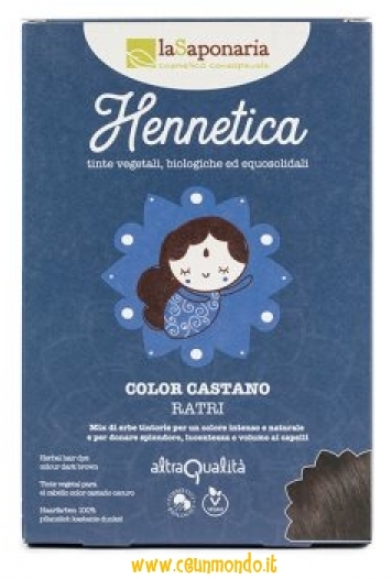 Tinta per Capelli Vegetale Castano Scuro - Ratri - Hennetica LaSaponaria - 100gr