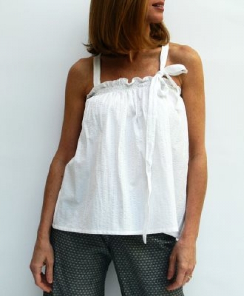Top Azzurrite senza maniche in cotone operato color Bianco
