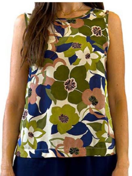 Top donna fantasia fiori verdi Manu - Progetto Quid