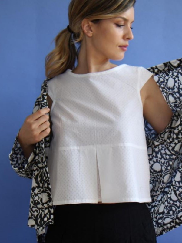 Top in cotone batik Schilla bianco