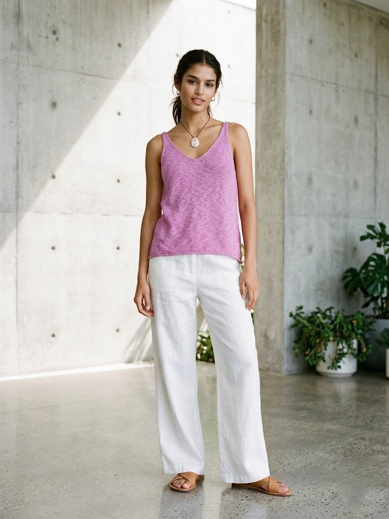 Top donna in cotone lilla