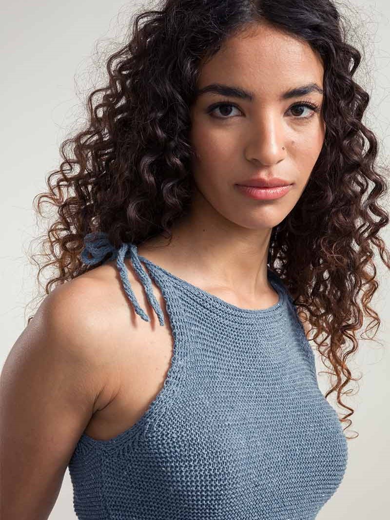 Top donna in cotone rigenerato Nora Blu Atlantico - Rifò