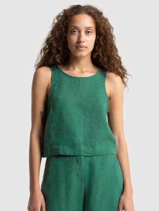 Top in lino donna BELLE, Kings of Indigo Verde bosco