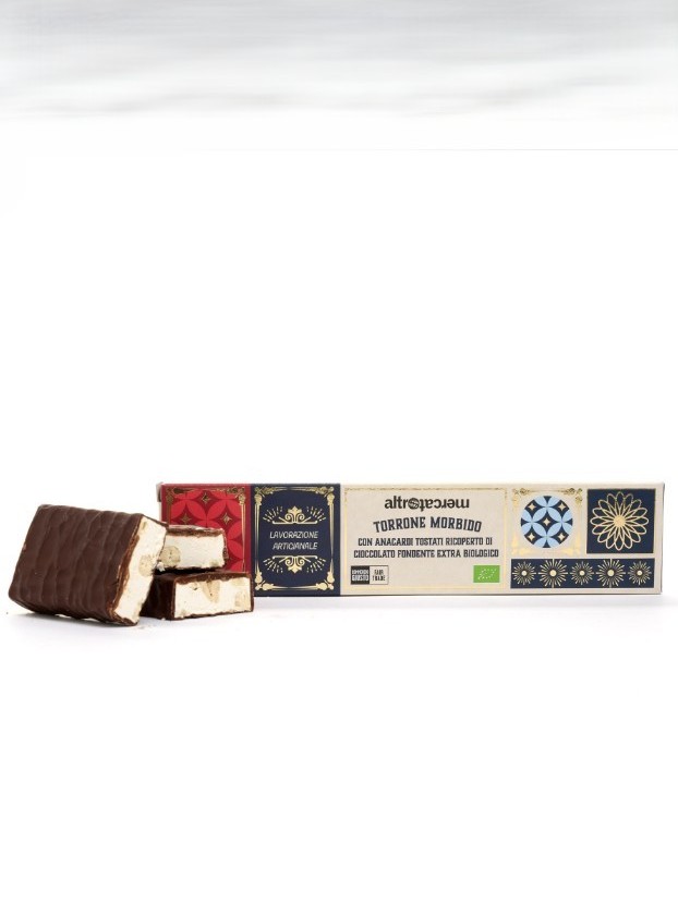 Torrone morbido ricoperto al cioccolato fondente Altromercato
