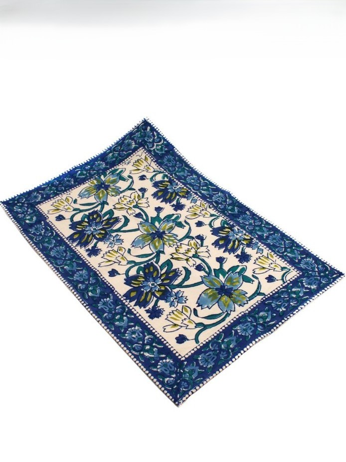 Tovaglietta americana in cotone Blu Flowers