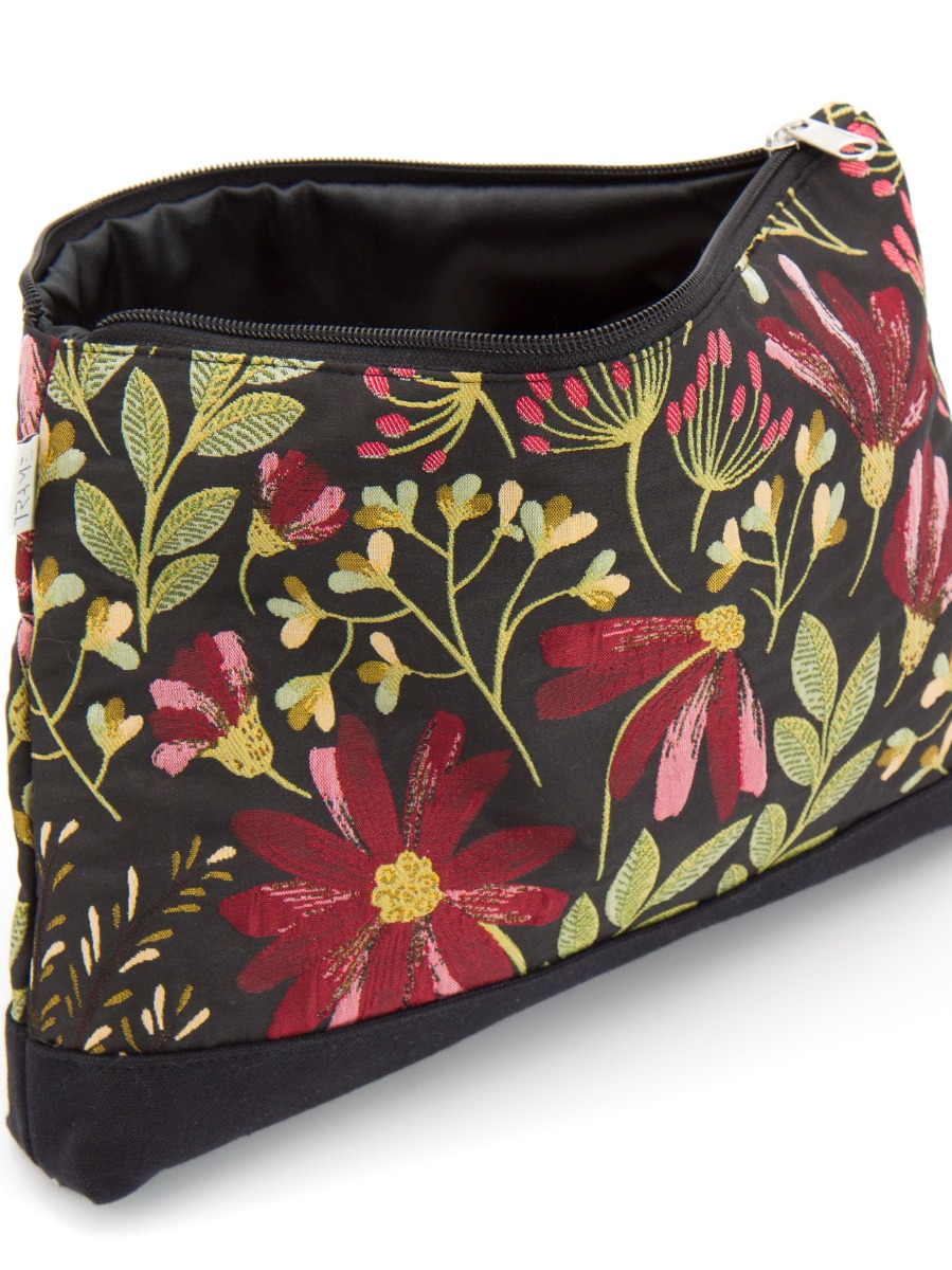 Trousse porta trucchi grande in broccato Fiori d'Inverno, equo solidale.