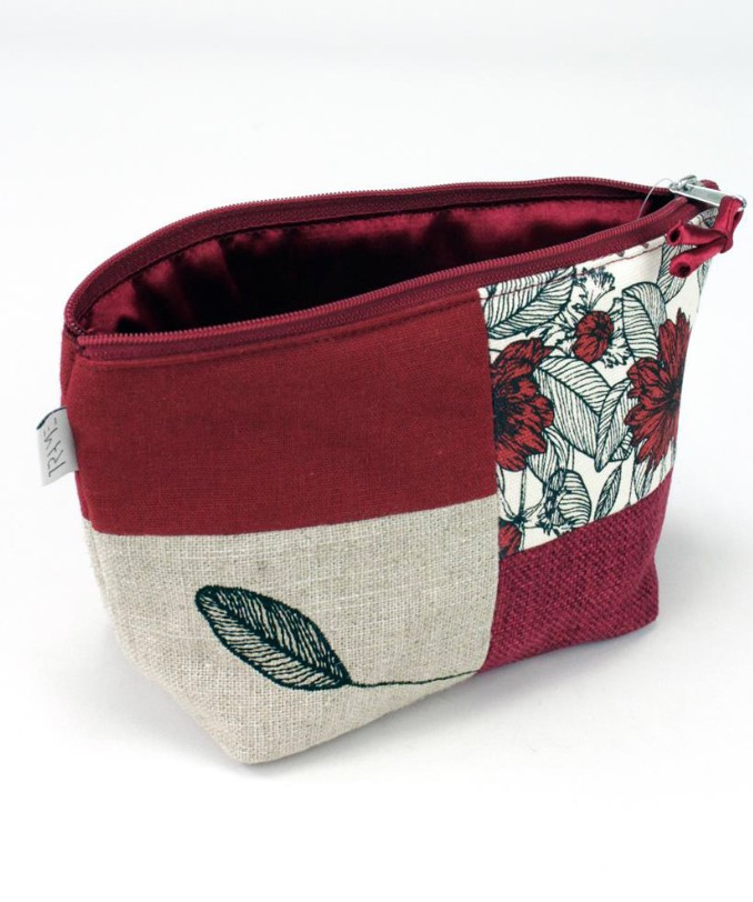 Trousse porta trucchi Patchwork 24 in cotone Rosso bianco