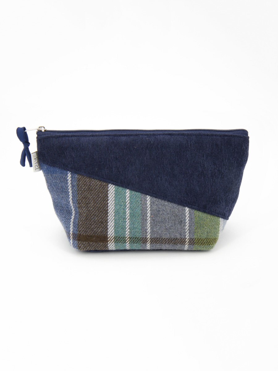 Trousse porta trucchi in tweed e velluto a coste Verdi e Blu MESSENGER Lumberjack