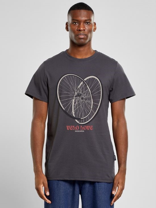 T-shirt cotone organico Bike Lover grigia uomo Dedicated