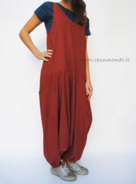 Tuta in cotone operato Camila color Terracotta