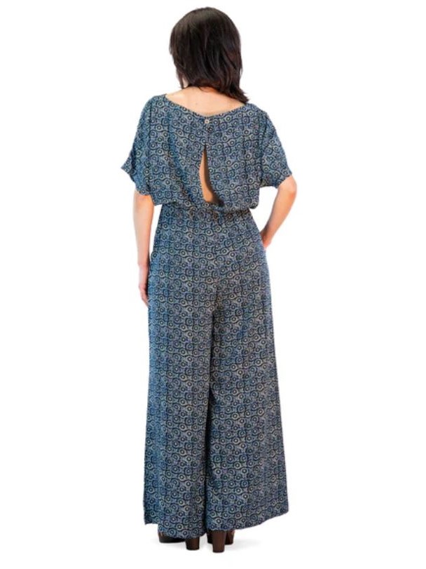 Tuta donna elegante a fantasia cerchi blu Tamigi