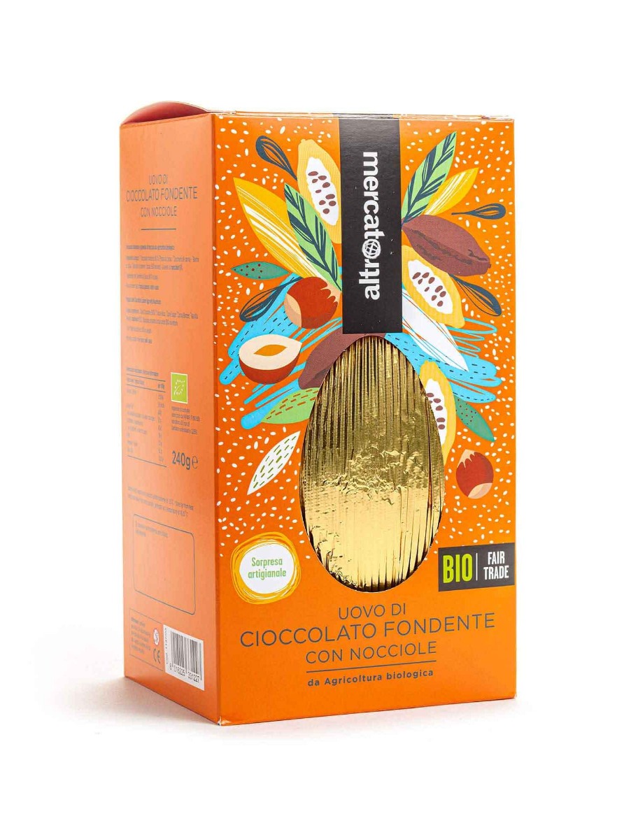 Uovo di cioccolato fondente con nocciole - 240 g - bio
